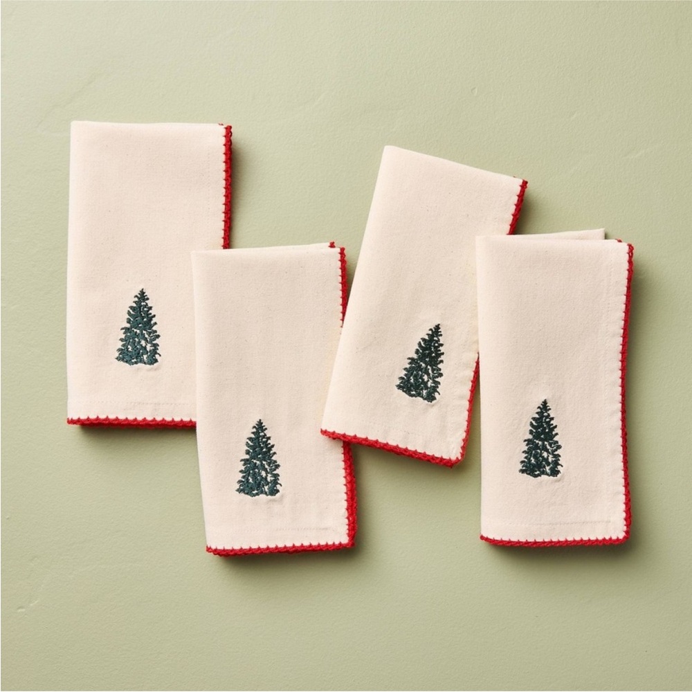 4pc Trim Cloth Napkins Natural/Red - Hearth & Hand with Magnolia,